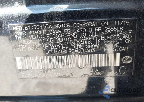 2016 Lexus Gs 350 F Sport z USA, uszkodzony, nr VIN JTHBZ1BL9GA000383